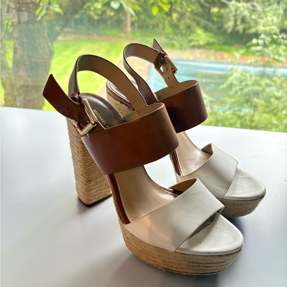 Michael Kors Runway Collection Camel and White Platform Sandals